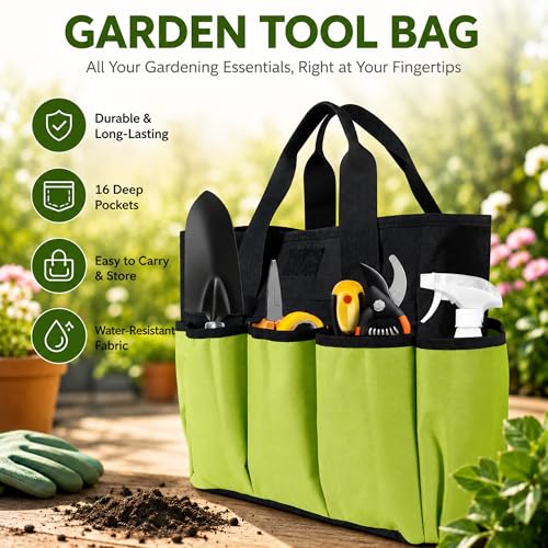 Portable Gardening Tool Tote Bag Organizer with 16 Pockets & Handle - view 2