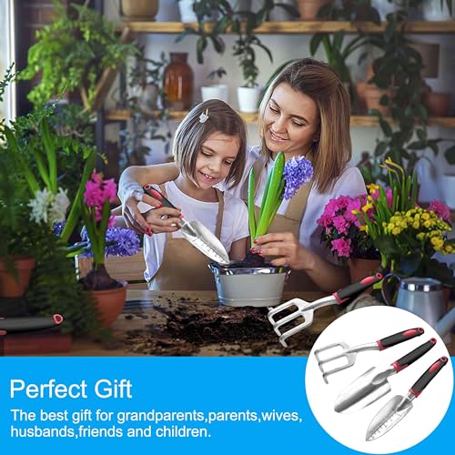 Garden Tool Set, 3 Pieces Aluminum Heavy Gardening Kit Including Hand Shovel, Transplant Shovel and Hand Rake with Soft Rubber Non-Slip Handle, Peoplewholovegardeningenjoy apleasant Experience - view 6