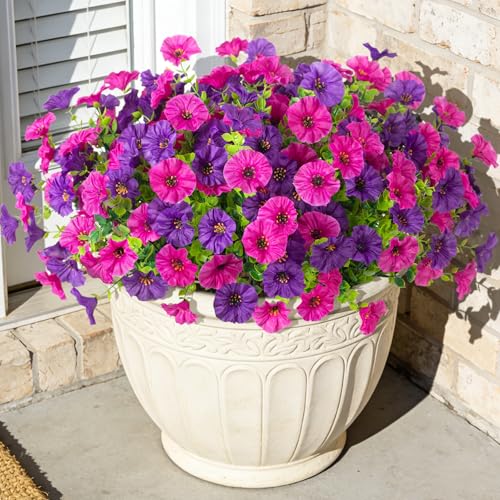 12 Bundles Morning Glory Artificial Flowers for Outdoor Decoration