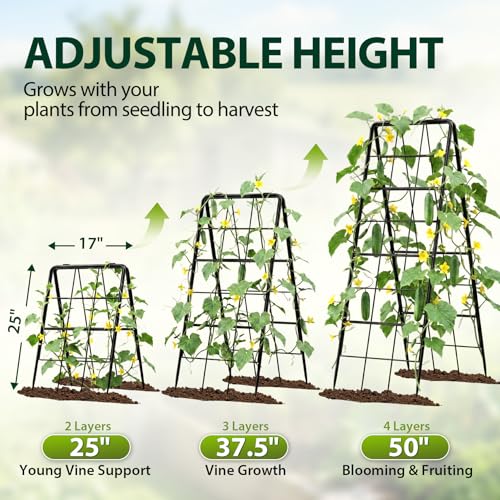 2 Pack 50" Tall A Frame Trellis for Climbing Plants Outdoor (50" X 17") – Heavy Duty Garden Adjustable Trellis, Metal Trellis for Cucumbers, Beans, Tomatoes, Grapes, and Vining Vegetables - view 5