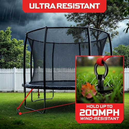 Trampoline Stakes, Trampoline Accessories, Ground Stakes Heavy Duty, Ground Anchors Screw in, Rebar Stakes, Tent Anchors, Yard Spikes, Galvanized Steel (4 Pack Spiral, Black) - view 3