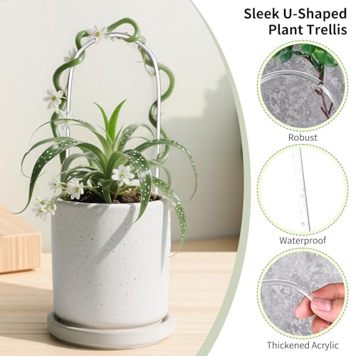 2 Pack Thickened U-Shaped Acrylic Trellis for Indoor Plants, Small Clear Plant Trellis for Potted Plants Climbing Plants Garden Accessory for Pothos Hoya Trellis Indoor Outdoor - view 4