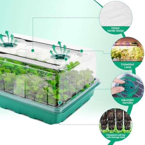 192 Cell Seed Starter Tray with Grow Light, Seed Starter Kit with Adjustable Humidity Dome, Seed Starting Trays Plant Starter Kit for Seeds Growing Starting, Indoor Gardening, Greenhouse - view 5