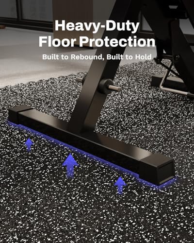0.79in Thick 48 Sq Ft Exercise Equipment Mats, 12 Tiles Upgraded Rubber Top with High Density EVA Foam, Large Interlocking Puzzle Gym Flooring for Home Gym, Heavy Weight Workout,Black & White - view 5