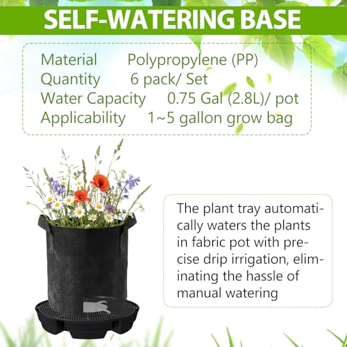 6 Pack Self-watering for Indoor Plants, Pot Bases for Fabric Planters - view 4