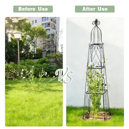 51" Vintage Metal Garden Obelisk Trellis - Outdoor Plant Support - view 5