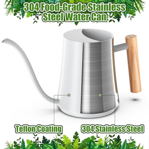 1L/35oz Metal Watering Can Indoor with Long Spout, White - view 3