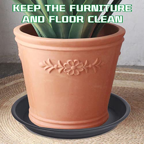 Plant Saucer 14 Inch, 3 Pack Drip Trays for Flower Pot, Heavy Duty Drainage Tray for Indoors No Holes, Plastic Plant Plate Water Catcher for Planter Base Black - view 5