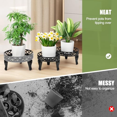 3 Pack Metal Plant Stand Indoor Outdoor, Low Flower Stand for Home - view 3