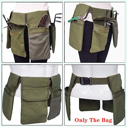 Gardening Tool Belt Bag Canvas Waist Tool Apron Organizer Hanging Pouch with 4 Pockets for Gardeners Picking Fruit Weeding, Fits Women & Men, Waterproof, 1 Pcs - view 2