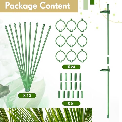 12 Pcs 12 Inch Adjustable Plant Support Stakes for Indoor, Green - view 4