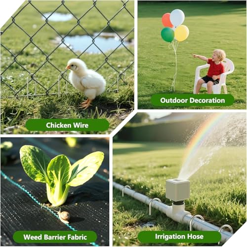 U Shaped Garden Stakes 4 Inch, Galvanized Landscape Staples for Tube - view 6