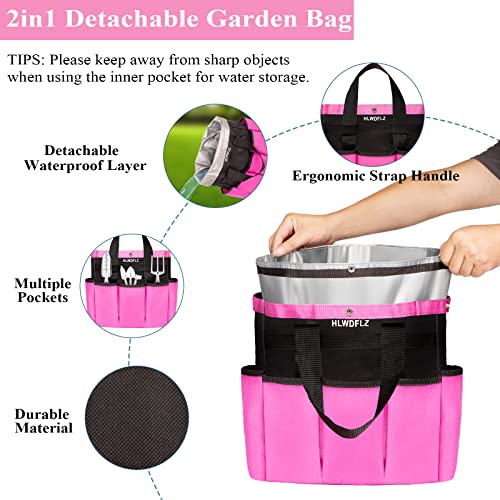 Pink Garden Tool Set Gardening Items for Women - 24PCS Heavy Duty Garden Tools with Detachable Storage Bag, Succulent Tool Set, Weeder - view 3