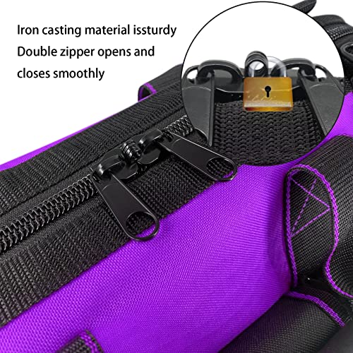 Garden Tools Bag 16 inch Wide Mouth Tool Bag with Molded Base Tool Tote for Women, Heavy Duty,600D polyester fabric (Purple color) - view 5