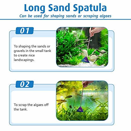 6-in-1 Long Aquarium Aquascaping Tools Kit, Color Stainless Steel Premium Aquatic Plant Tweezers Scissors Spatula Kit Comes with 1 Tool Holder and 1 Cleaning Cloth, for Fish Tank Starters - view 4