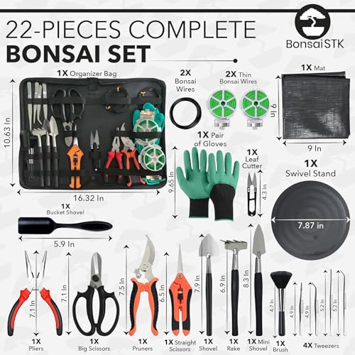 Bonsai Toolkit - Mini Garden Tools, Bonsai Wire Kit, Repotting Mat for Indoor Plants, Bonsai Tools, Succulent Tools, Bonsai Tree Kit Tools for Beginners, Bonsai Turntable, Transplanting Tool - view 3