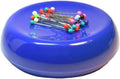 Magnetic Sewing Pincushion with 50 Plastic Head Pins – Magnet Pin Organizer for Quilting, Embroidery, Needles, Bobby Pins, & Craft Storage, Blue