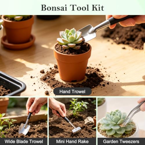 Bonsai Tools Set, 26 Pcs Garden Tools Set for Beginner, Includes Bonsai Wire Kit, Pruning Shears, Plant Mat, Bonsai Scissors, Succulent Tools in Leather Storage Bag, Ideal Gardening Gifts for Women - view 6