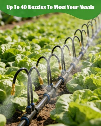 66FT Drip Irrigation System with 40 Nozzles, Automatic Drip Irrigation Kit, Garden Watering System with Dual-Head 360° Bendable Spray Nozzles for Lawn, Raised Bed (66FT, 40 Nozzles) - view 5