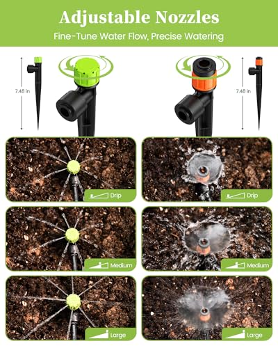 Drip Irrigation System, Quick-Connect Garden Watering System Kit with Adjustable Emitters for Greenhouse, Garden Grid, Raised Bed, Potted Plant - view 5