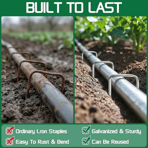 Garden Stakes 5Inch-25Pack,Heavy Duty Galvanized Landscape Staples - view 3