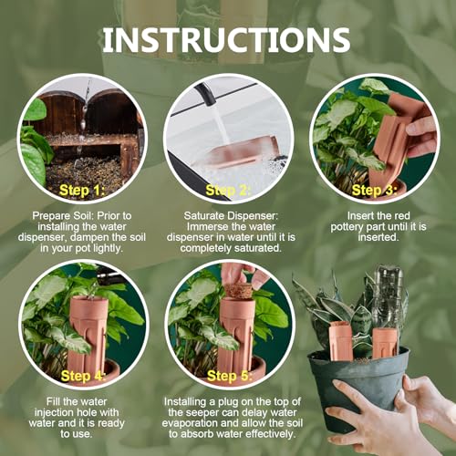 Terracotta Watering Spikes, 4 Pack Plant Watering Devices Self Watering Spikes Vacation Clay Watering Stakes Garden Plant Watering Globes for Indoor & Outdoor Plants - view 6