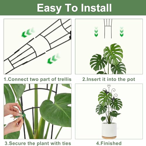 32.6in Plant Trellis for Climbing Plants Indoor with Butterflies, Expandable Large Metal Trellis for Potted Plants, Heavy-Duty Tall Pothos Plant Climber Support for Ivy Pothos Hoya Monstera, 2P - view 5