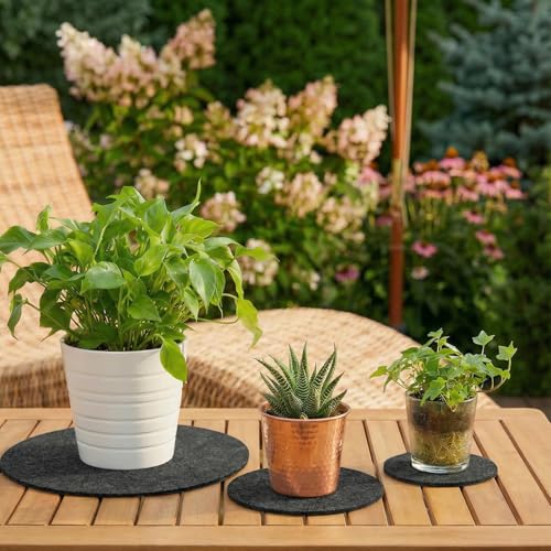 16 Pieces 4 Sizes Felt Plant Coasters, Extra Thick 4/6/8/10 Inch Planter Coaster, Absorbent Fabric Plant Mats, Plant Coasters for House Plants - view 7