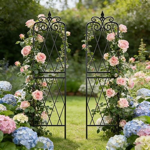 2 Pack 71" H x15 W Trellis,Black Garden Trellis for Climbing Plants Outdoor Metal Frame Sturdy Trellis for Rose - view 2