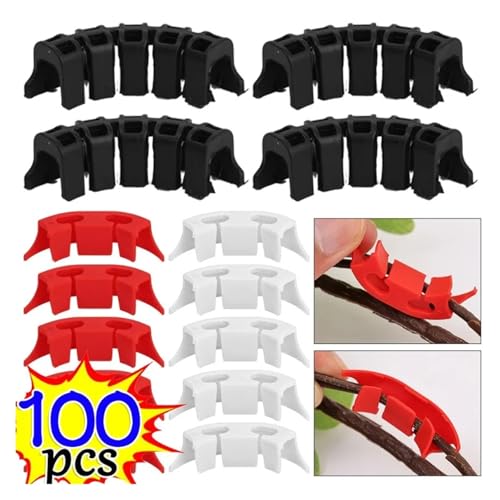 50pcs Plant Benders Trainer Plastic Support Pile Frame Plant Growth Manipulation Tutors Flower Vine Branches Support Clamps(Red) - view 2