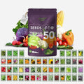 Vegetable Seeds Pouch - 50 Varieties of Vegetable, Herb & Flower Seeds for Planting - 25,000 Non GMO Heirloom Seeds - Gardening Gifts for Men and Women