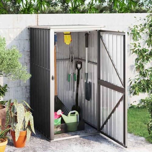 Garden Shed, Galvanized Steel Tool Storage Cabinet with Lockable Doors for Outdoor Yard, Backyard, Garage Organizer, Vertical Utility Shed for Pool Supplies and Gardening Tools - view 3