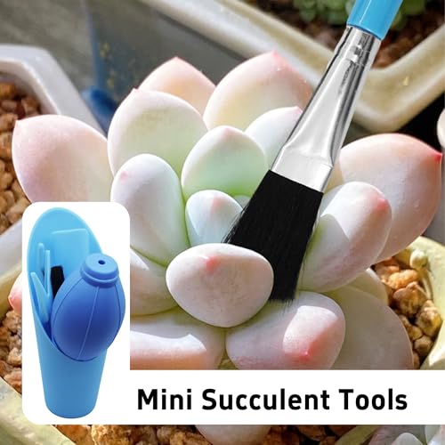 6Pcs Mini Succulent Tools Set, Garden Hand Tools Kit for Indoor Plant Care, Succulent Bonsai Miniature Garden Tool Set, Small Gardening Tools for Transplanting Digging Planting, Blue - view 4