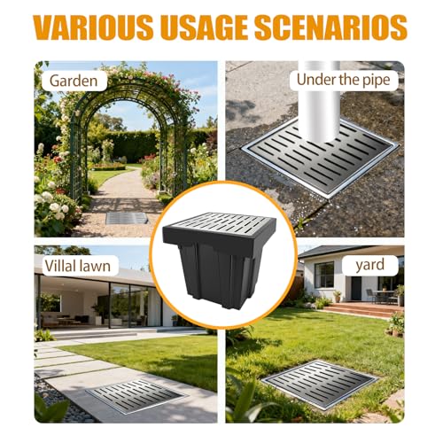 18x18x15 Inch Catch Basin with Stainless Steel Grate, Large Drainage Basin with Debris Basket, French Drain Basin Without Reserved Hole for Yard, Patio, Downspout, Commercial, Municipal Pipeline, Lawn - view 6