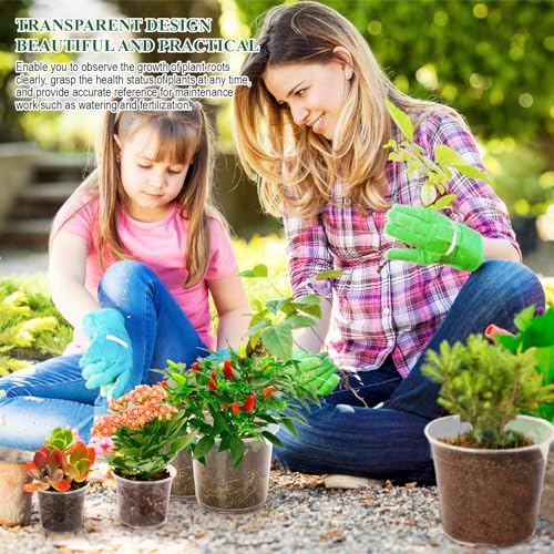 Clear Nursery Pots with Drainage Holes-36 Pack 3/4/5Inch Transparent Plastic Plant Pots for Seed Starting, High Visibility Root Growth Monitoring&36Plant Labels (Transparency-no Lid, 3/4/5in-36p) - view 7