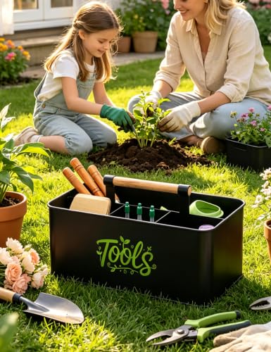 Gardening Tool Caddy, Wooden Handle and 4 Compartments - view 6