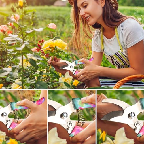 Garden Tools Set, 10 Pieces Gardening Tools with Floral Print, Ergonomic Handle Trowel Rake Weeder Pruner Shears Sprayer, Garden Hand Tools with Carrying Case Gardening Gifts for Women Father - view 4