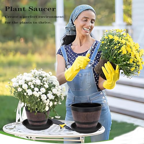 6 Pack Plant Saucer 10 inch, Heavy Duty Plastic Plant Saucers 10 inch, Durable Plant Tray for Pots, Flower Saucers for Indoors, Plant Pot Saucers, Trays for Planter 8"/9"/10" (Black) - view 5