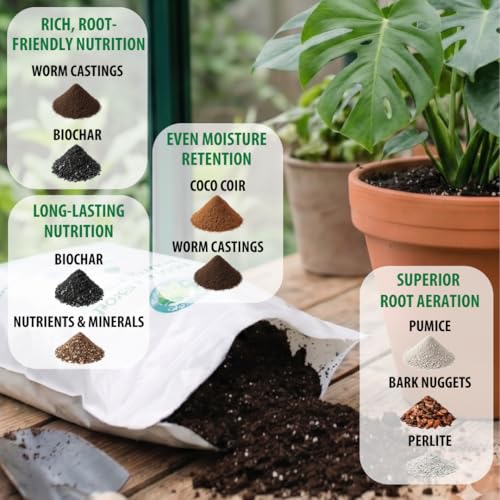 Organic Monstera Potting Soil, Quick-Draining Aroid Mix, Large 7.5L Bag - view 3