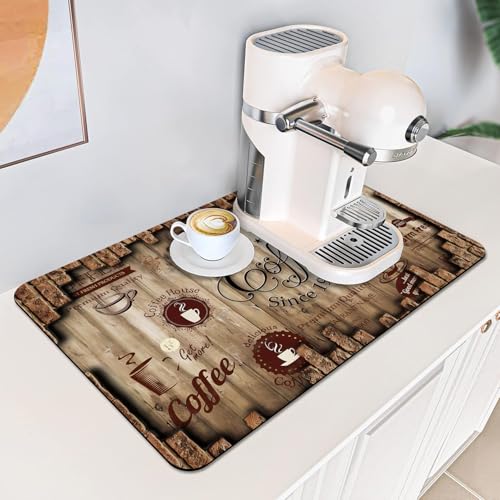 Absorbent Coffee Bar Mat for Espresso Machine Countertops, 20x12in - view 2