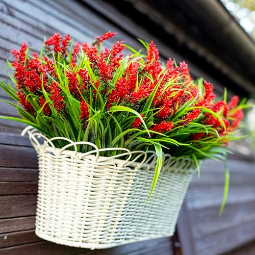 Artificial Lavender Outdoor, 20 Bundles Fake Plants (Red) - view 3
