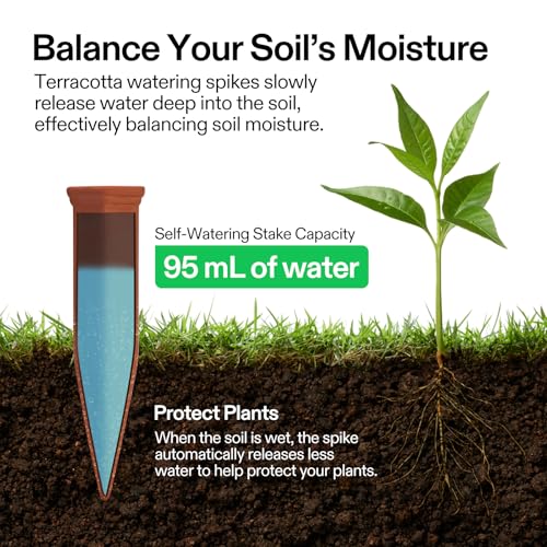 6Pcs Self-Watering Spikes, Hexagonal Terracotta Watering Stakes - view 6