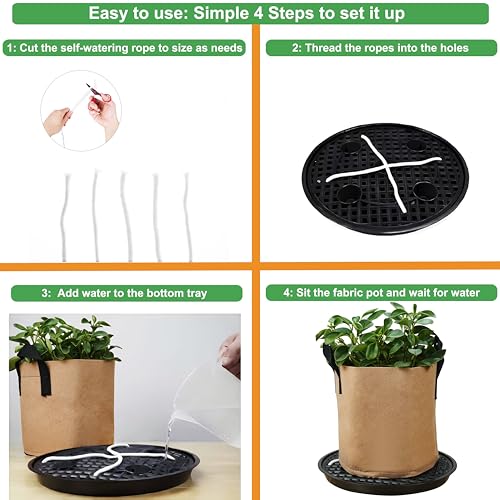 8 Pack 16 inch Self Watering Base for Fabric Grow Bag, Self-watering Plastic Elevated Plant Saucer Stand, Automatic Watering Tray for Non-woven Planter Flower Pot Growth Tent Greenhouse Indoor Outdoor - view 6