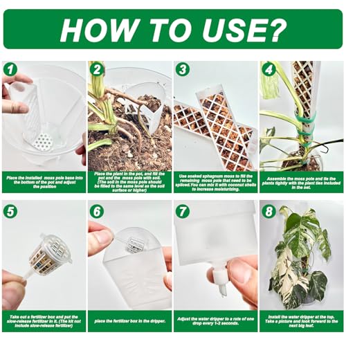 4 Pcs 9 Inch D Shaped Moss Pole with Watering Dripper, Plastic Moss Poles for Climbing Plants, Sturdy Monstera Plant Support, Self Watering Moss Pole Kit for Plants Indoor (2Pack 4Pcs-Translucent) - view 3