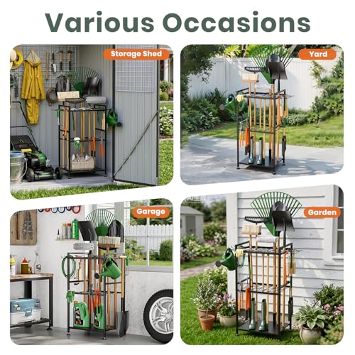 Garden Tool Organizer with Feet Up to 35 Long-Handled Tools Black - view 7