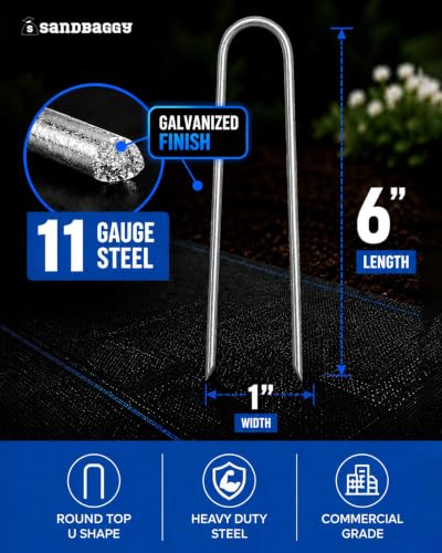 Galvanized 6 Inch Round Top Landscape Staples ~ SOD Garden Stakes for Drip Irrigation Tubing & PVC Piping - Trusted by Farmers & Contractors Across USA (500 Staples) - view 3