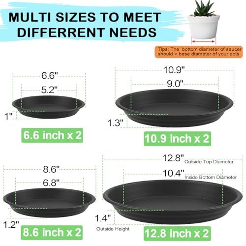 8 Pcs Plastic Plant Saucer Drip Tray Plant Water Catcher Tray Assorted Size - view 2
