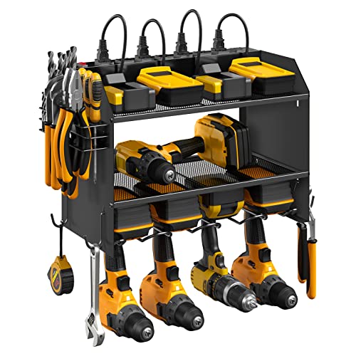 Wall Mount Modular Tool Charging Organizer, Black, 1 Pack, 3 Tier.