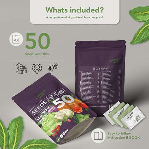 Vegetable Seeds Pouch - 50 Varieties of Vegetable, Herb & Flower Seeds for Planting - 25,000 Non GMO Heirloom Seeds - Gardening Gifts for Men and Women - view 6