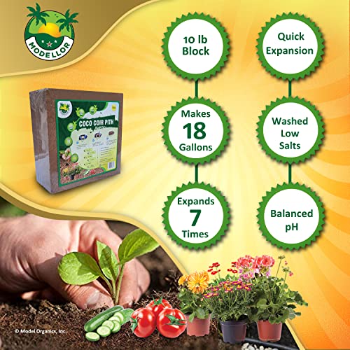 (10 lb) Premium Super Washed Coco Coir Brick, High Yield 18 to 20 gallons [72 to 80 quarts], Seed Starter, Organic, pH Balanced, Gardening, Indoor, Outdoor use - view 4